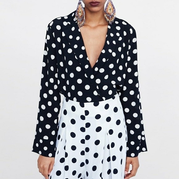 Zara Pants - NWOT. Blogger's Favorite  Zara Trafaluc Polkadot Bodysuit Women’s Small.